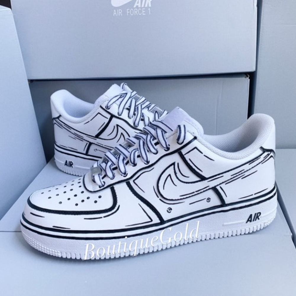 CUSTOMS Nike Air Force 1 Cartoon Pop Art Sketch